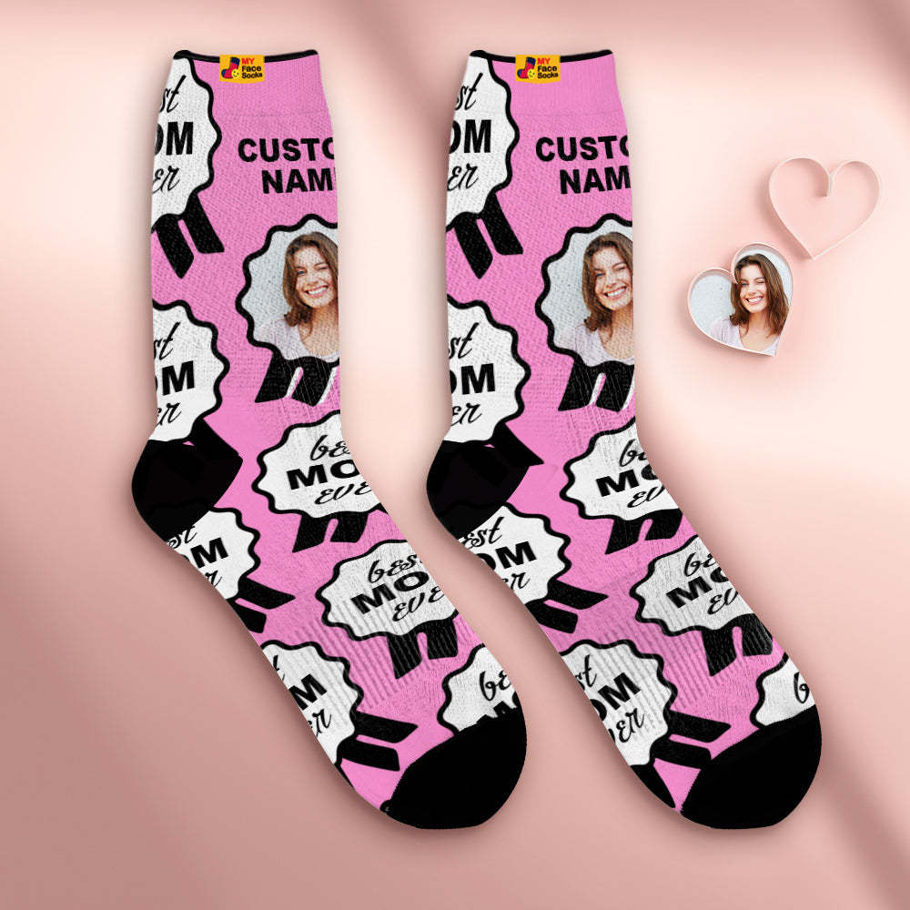 Custom Breathable Face Socks Personalised Soft Socks Gifts For Best Mom Ever - MyFaceSocksAu