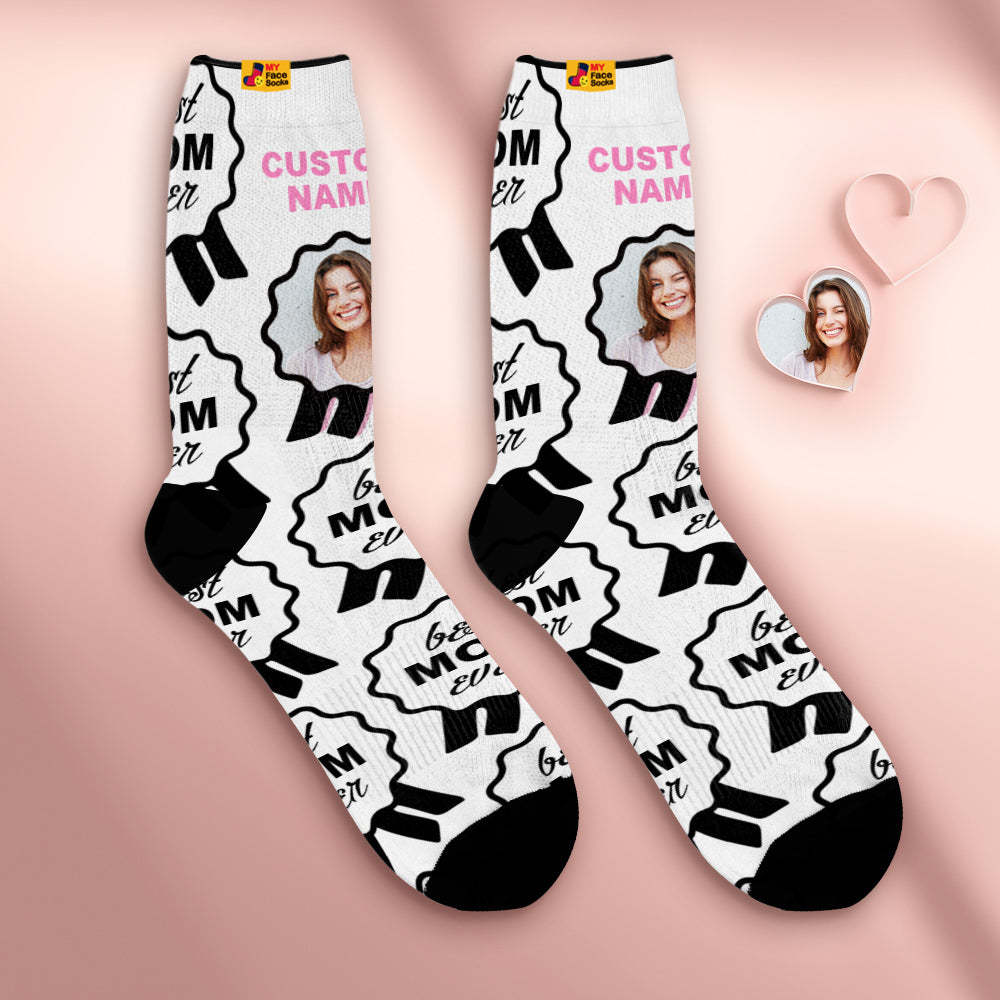 Custom Breathable Face Socks Personalised Soft Socks Gifts For Best Mom Ever - MyFaceSocksAu