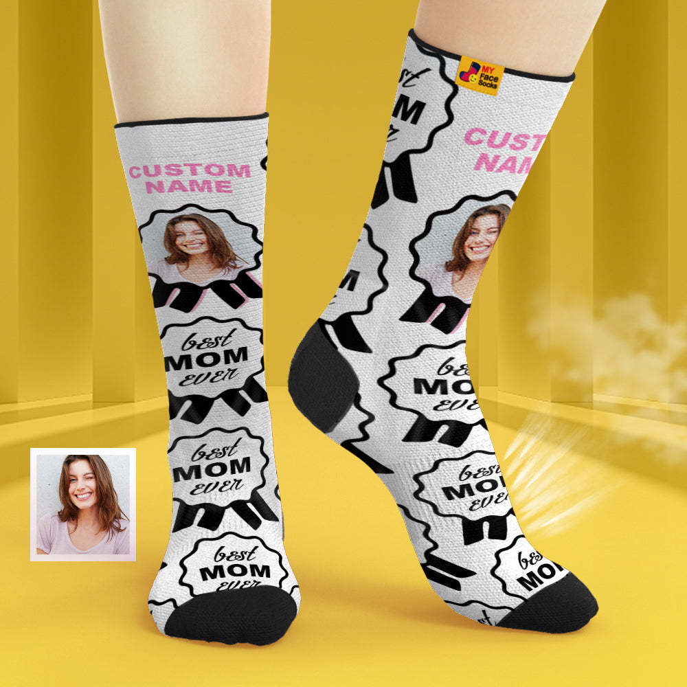 Custom Breathable Face Socks Personalised Soft Socks Gifts For Best Mom Ever - MyFaceSocksAu