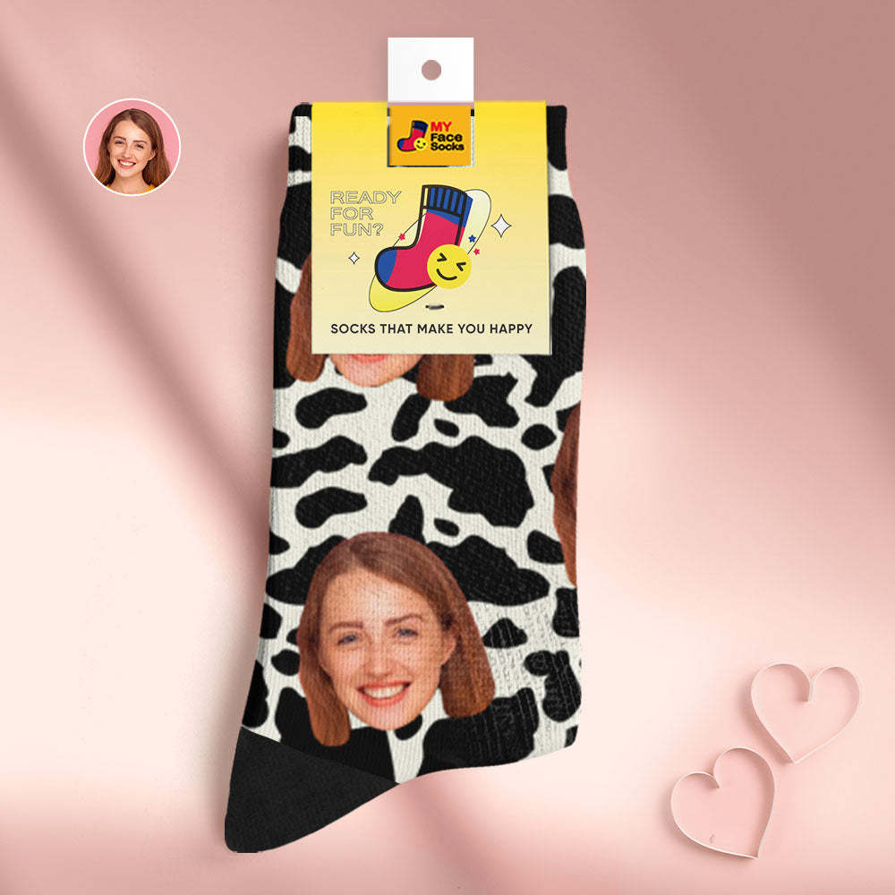 Custom Breathable Face Socks Personalised Soft Socks Gifts For Lover-Giraffe Print - MyFaceSocksAu