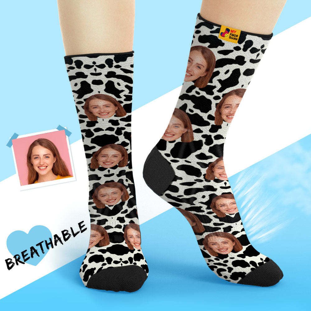 Custom Breathable Face Socks Personalised Soft Socks Gifts For Lover-Giraffe Print - MyFaceSocksAu