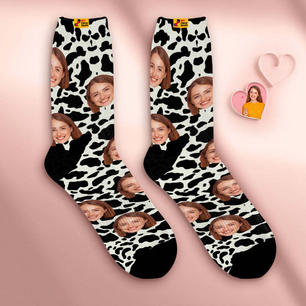 Custom Breathable Face Socks Personalised Soft Socks Gifts For Lover-Giraffe Print - MyFaceSocksAu