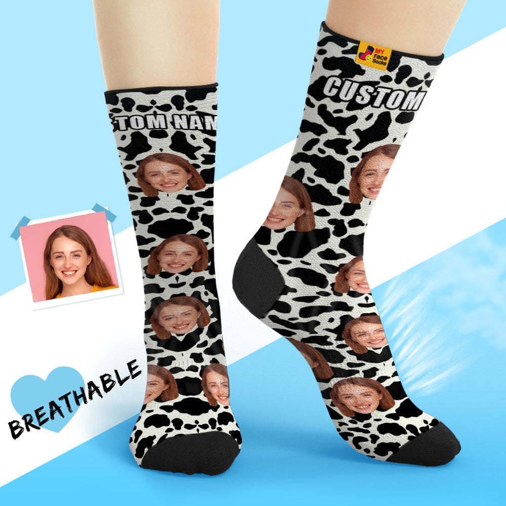 Custom Breathable Face Socks Personalised Soft Socks Gifts For Lover-Giraffe Print - MyFaceSocksAu