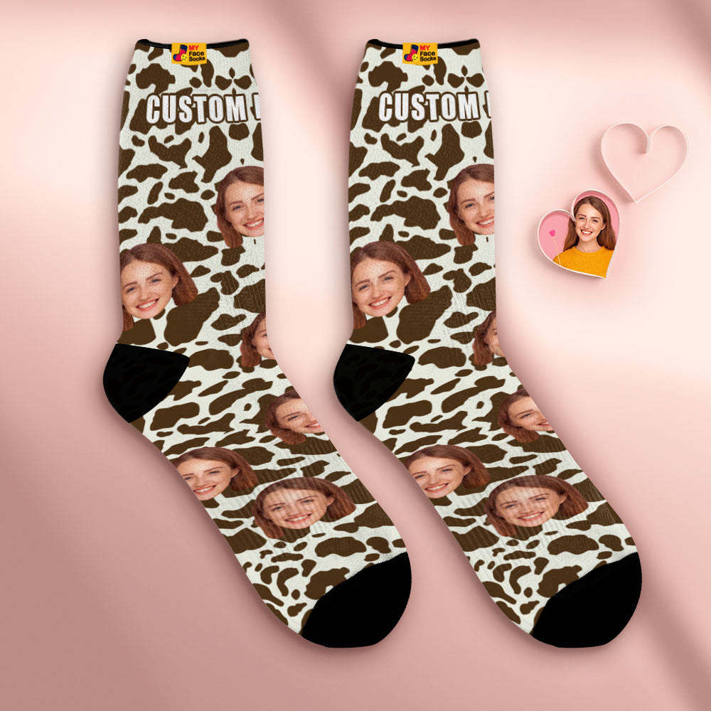 Custom Breathable Face Socks Personalised Soft Socks Gifts For Lover-Giraffe Print - MyFaceSocksAu