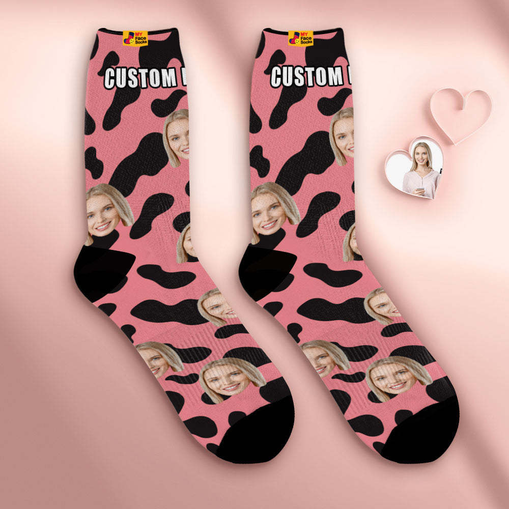 Custom Breathable Face Socks Personalised Soft Socks Gifts For Lover-Cow Spots - MyFaceSocksAu