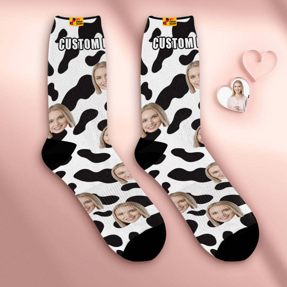 Custom Breathable Face Socks Personalised Soft Socks Gifts For Lover-Cow Spots - MyFaceSocksAu