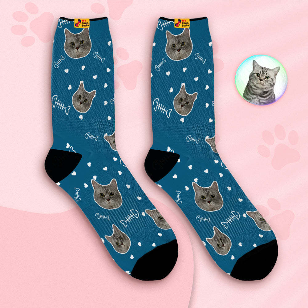 Custom Breathable Face Socks Personalised Soft Socks Gifts Cute Cat Face - MyFaceSocksAu