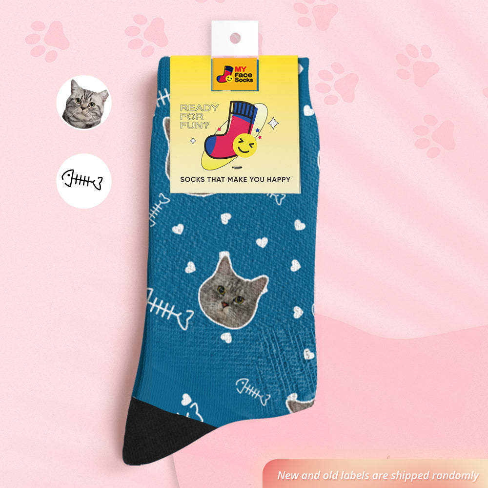 Custom Breathable Face Socks Personalised Soft Socks Gifts Cute Cat Face - MyFaceSocksAu