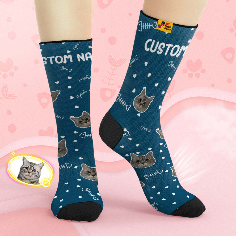 Custom Breathable Face Socks Personalised Soft Socks Gifts Cute Cat Face - MyFaceSocksAu