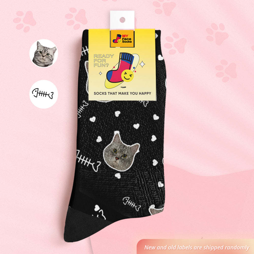 Custom Breathable Face Socks Personalised Soft Socks Gifts Cute Cat Face - MyFaceSocksAu