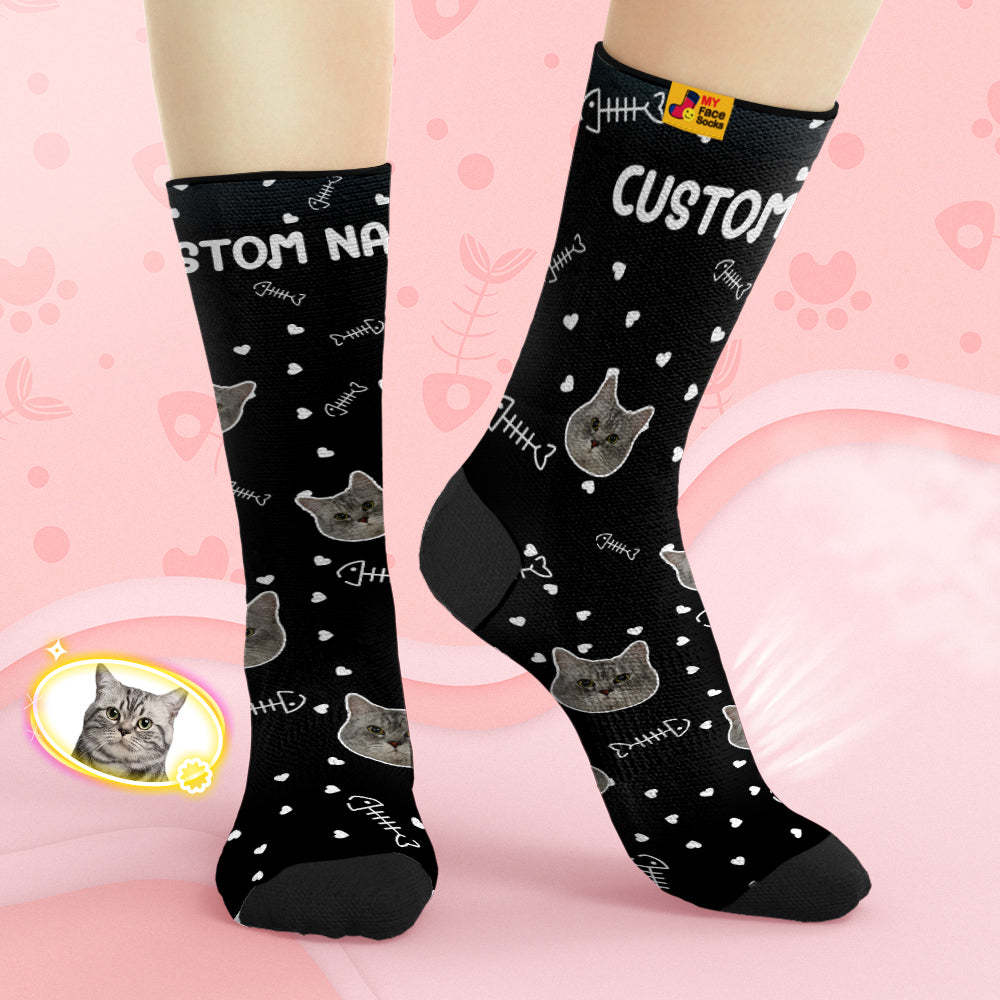 Custom Breathable Face Socks Personalised Soft Socks Gifts Cute Cat Face - MyFaceSocksAu