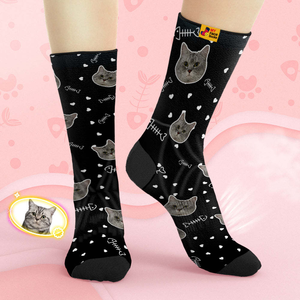Custom Breathable Face Socks Personalised Soft Socks Gifts Cute Cat Face - MyFaceSocksAu