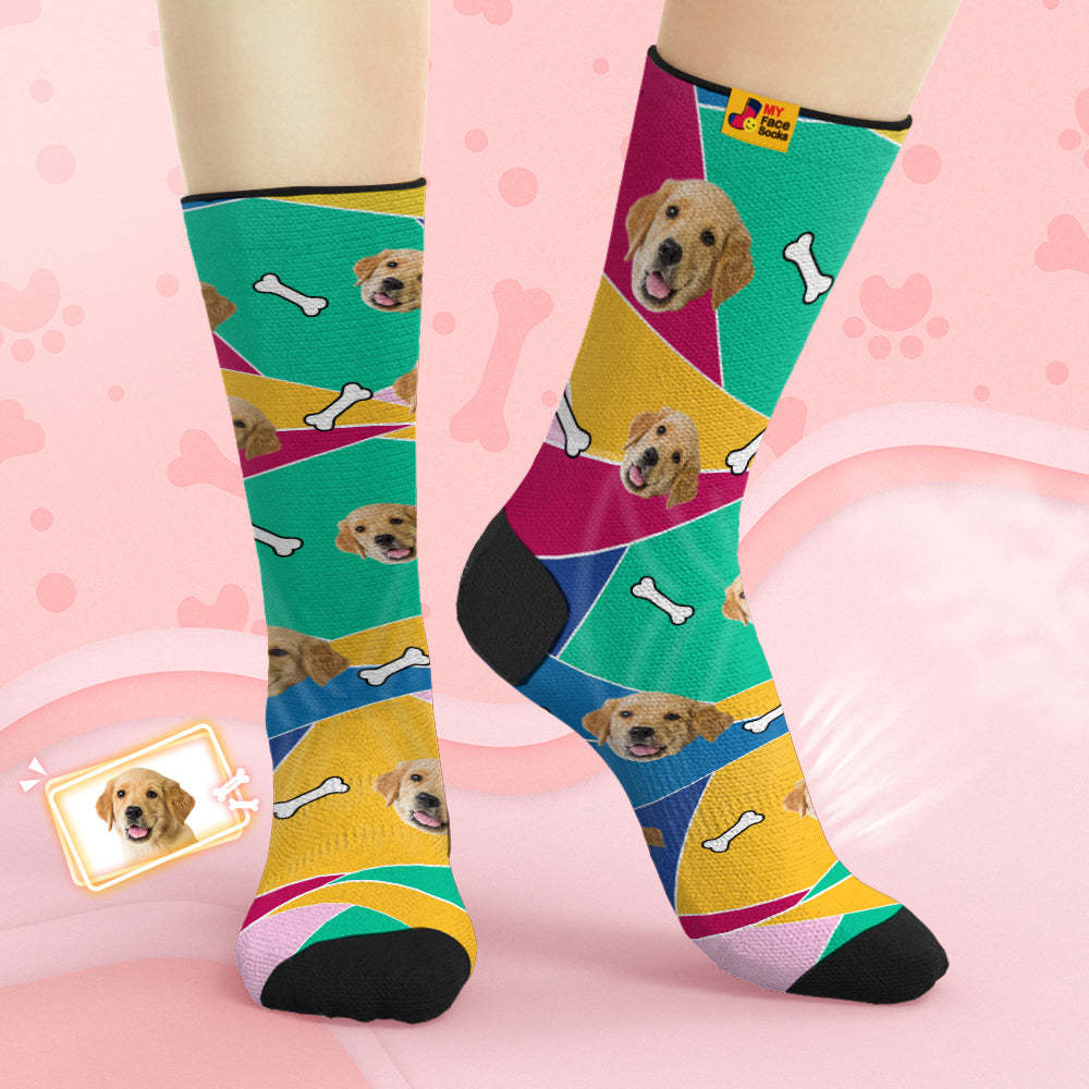 Custom Breathable Face Socks Personalised Soft Socks Gifts Mosaic Pet Face - MyFaceSocksAu