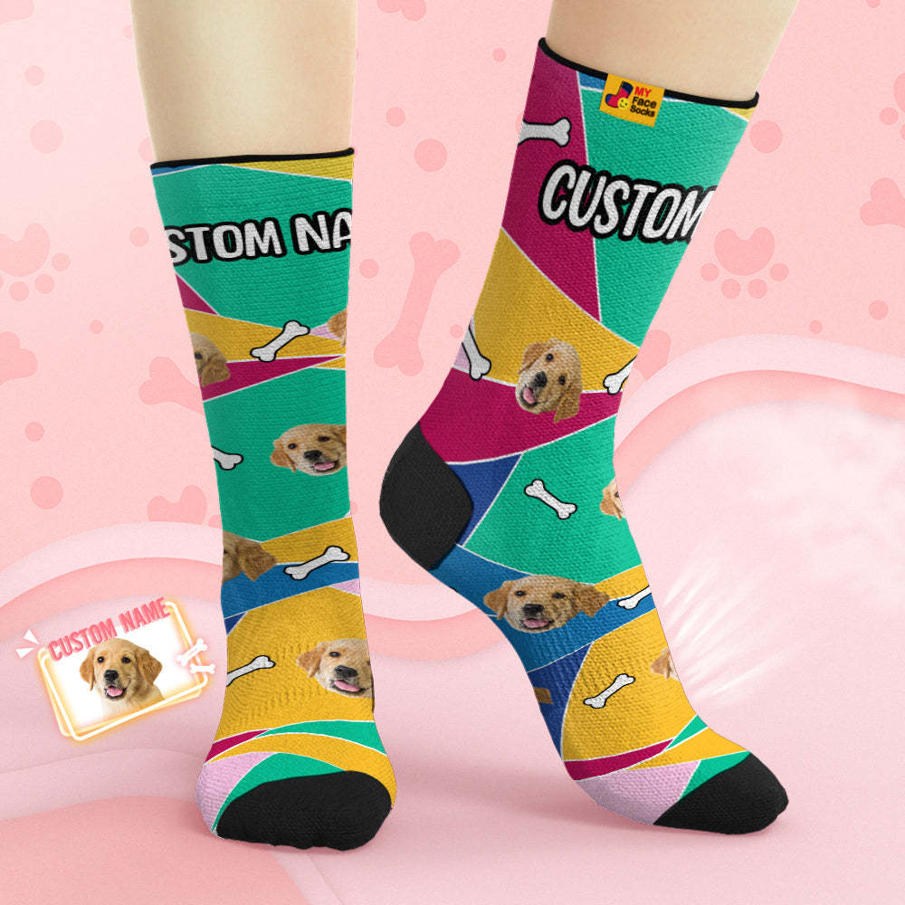 Custom Breathable Face Socks Personalised Soft Socks Gifts Mosaic Pet Face - MyFaceSocksAu