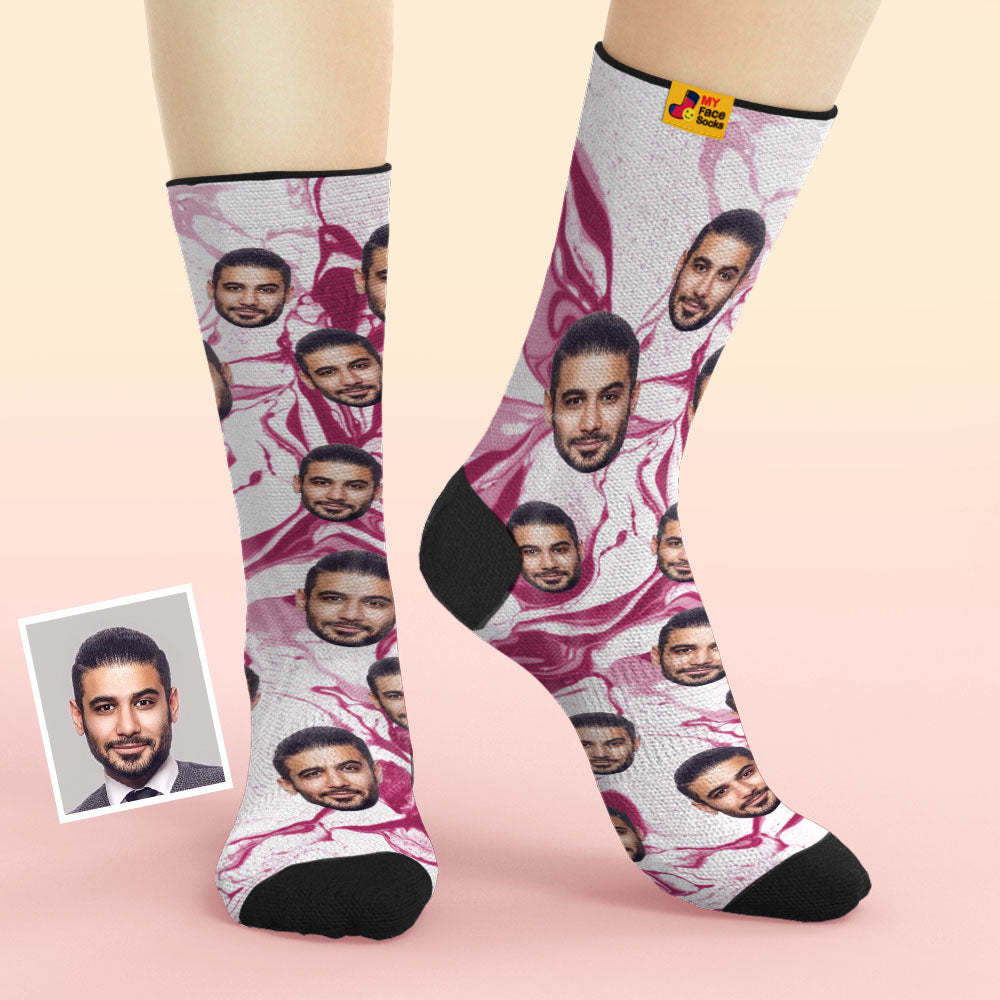 Custom Tie-Dye Style Breathable Face Socks Personalised Soft Socks Gifts Purple - MyFaceSocksAu