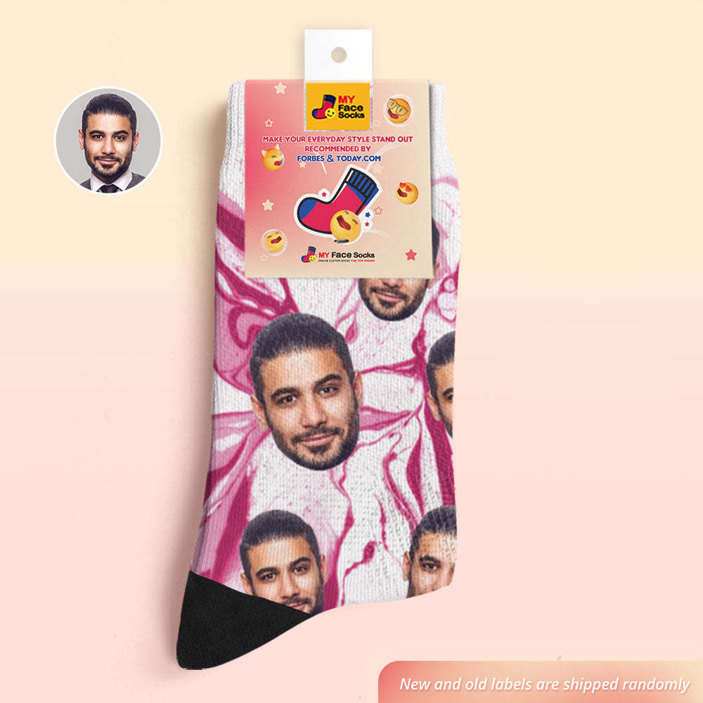 Custom Tie-Dye Style Breathable Face Socks Personalised Soft Socks Gifts Purple - MyFaceSocksAu