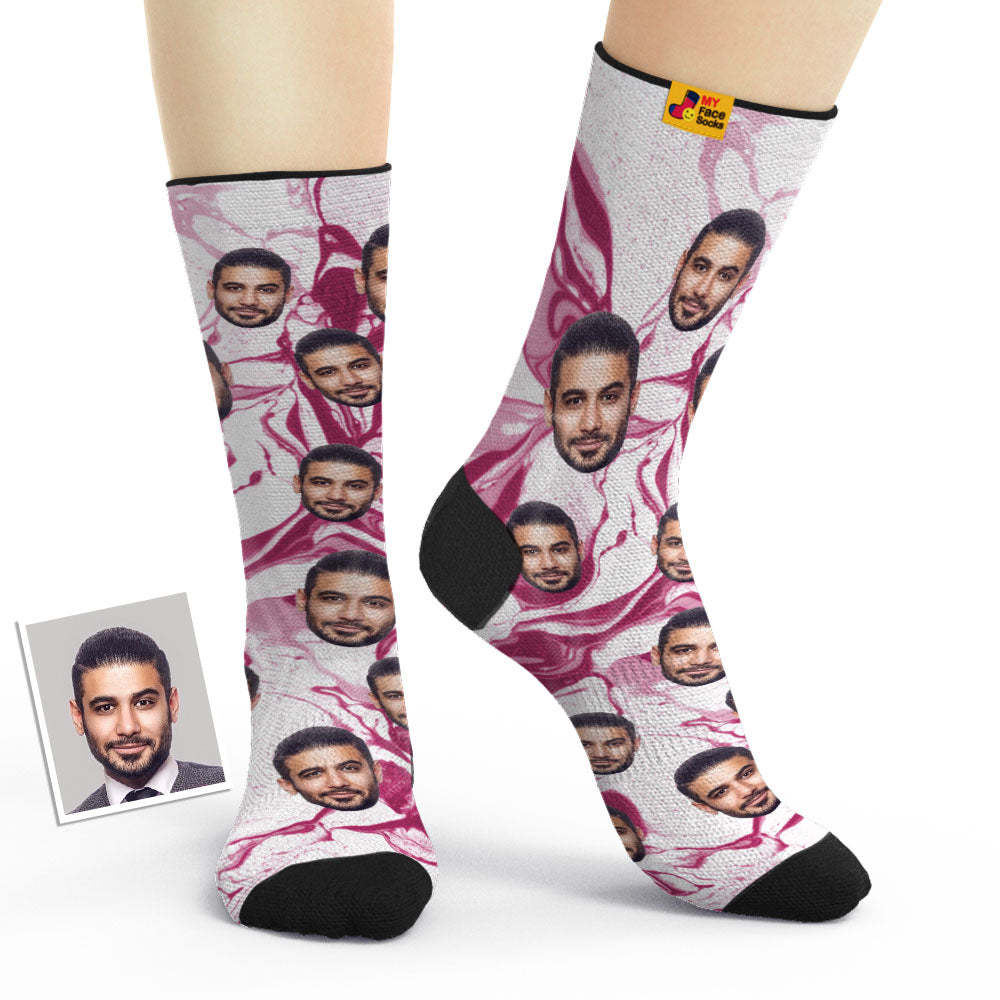 Custom Tie-Dye Style Breathable Face Socks Personalised Soft Socks Gifts Purple - MyFaceSocksAu
