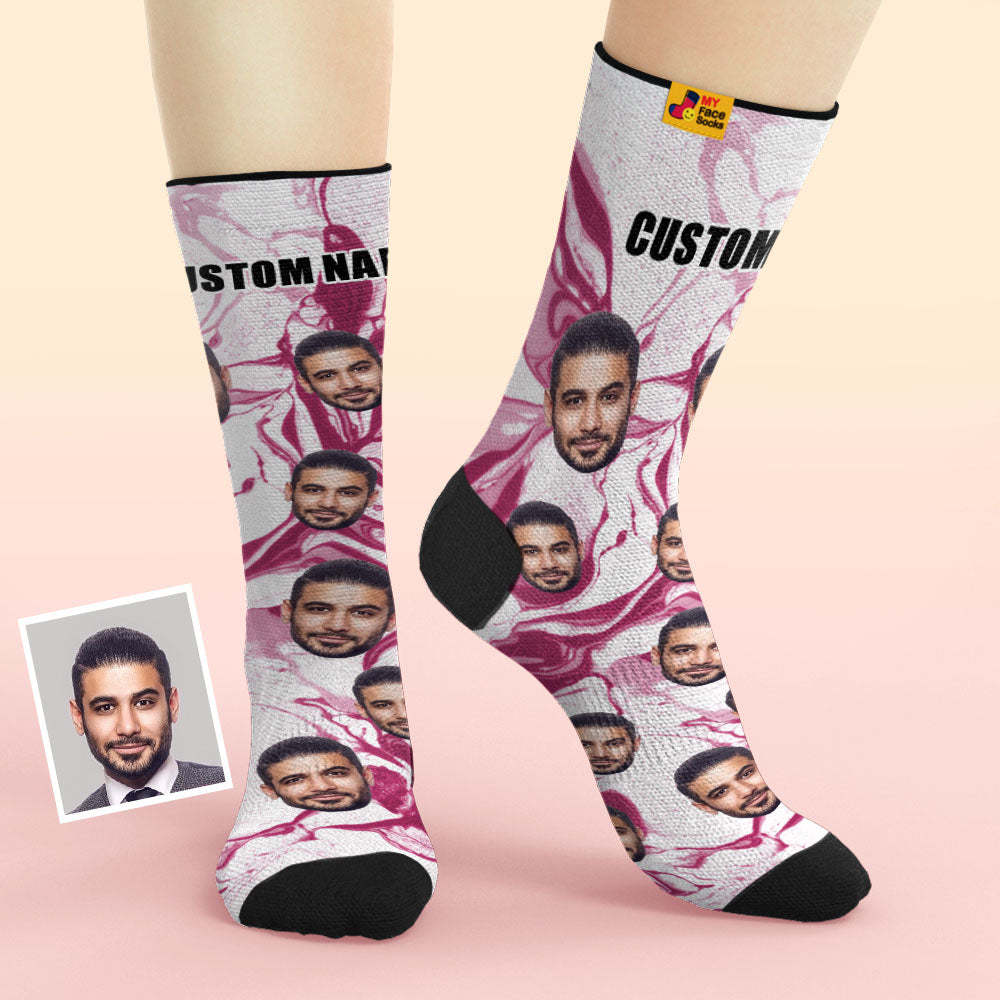 Custom Tie-Dye Style Breathable Face Socks Personalised Soft Socks Gifts Purple - MyFaceSocksAu