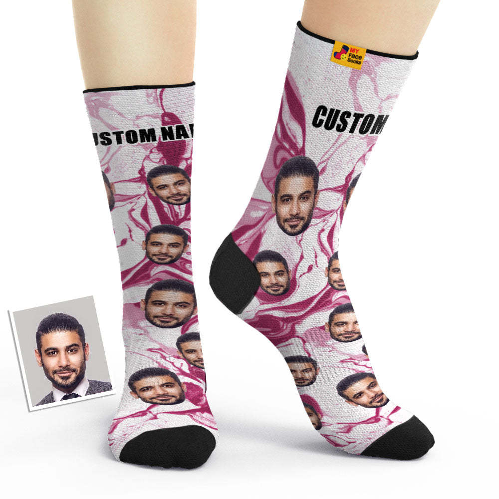 Custom Tie-Dye Style Breathable Face Socks Personalised Soft Socks Gifts Purple - MyFaceSocksAu