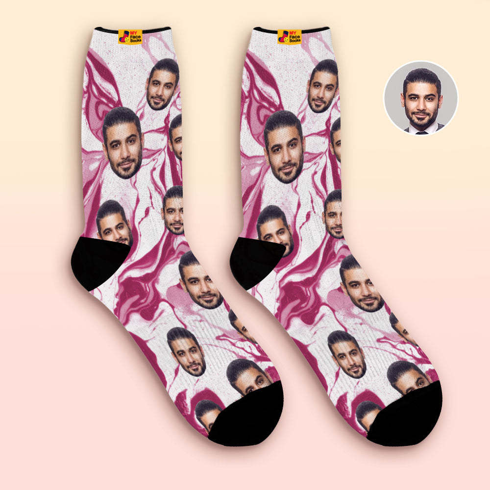 Custom Tie-Dye Style Breathable Face Socks Personalised Soft Socks Gifts Purple - MyFaceSocksAu