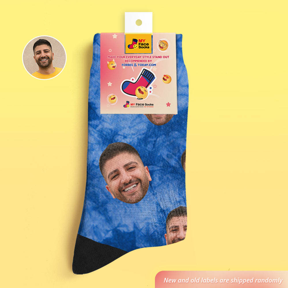 Custom Tie Dye Style Breathable Face Socks Personalised Soft Socks Gifts - MyFaceSocksAu