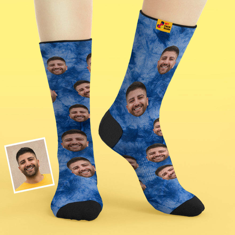 Custom Tie Dye Style Breathable Face Socks Personalised Soft Socks Gifts - MyFaceSocksAu