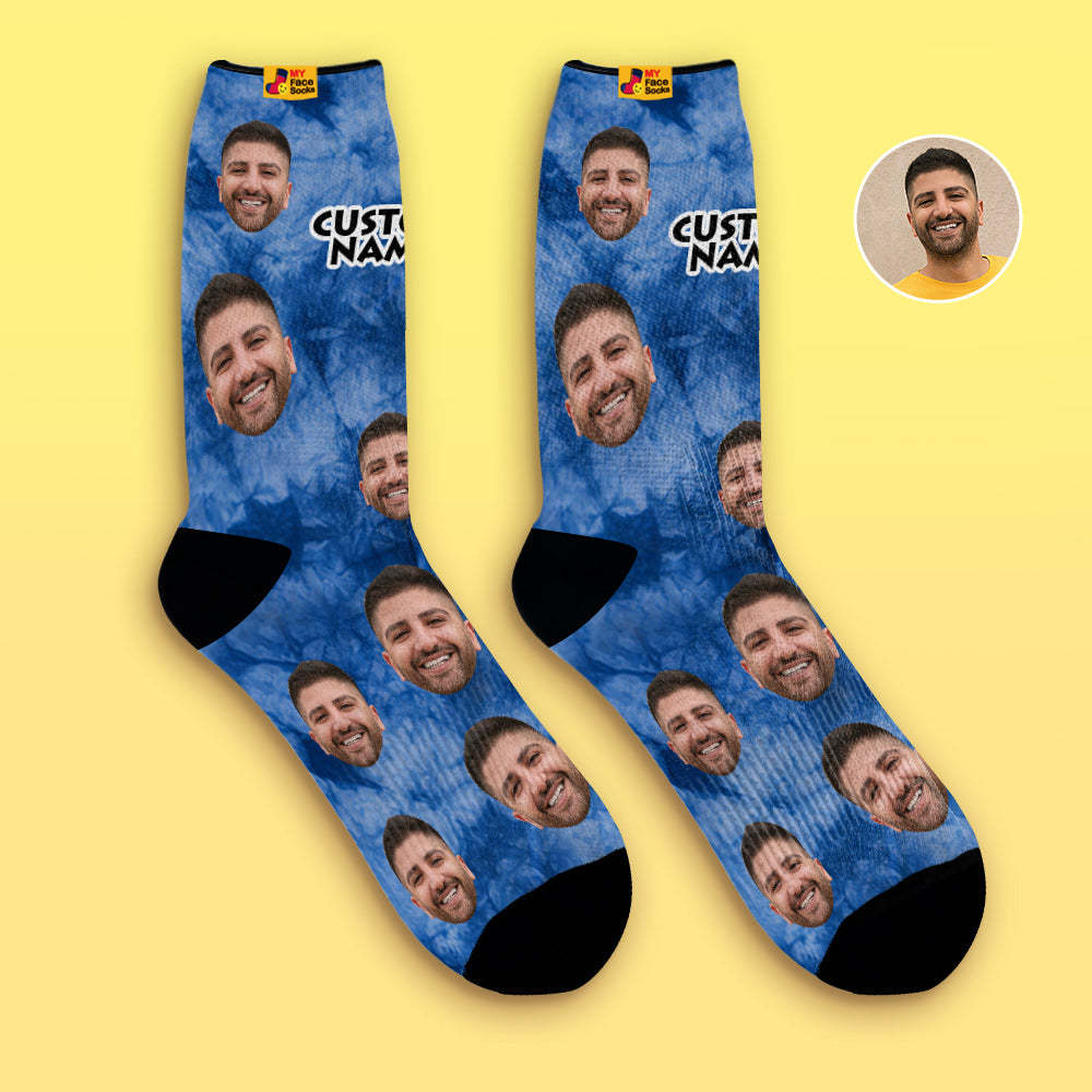Custom Tie Dye Style Breathable Face Socks Personalised Soft Socks Gifts - MyFaceSocksAu