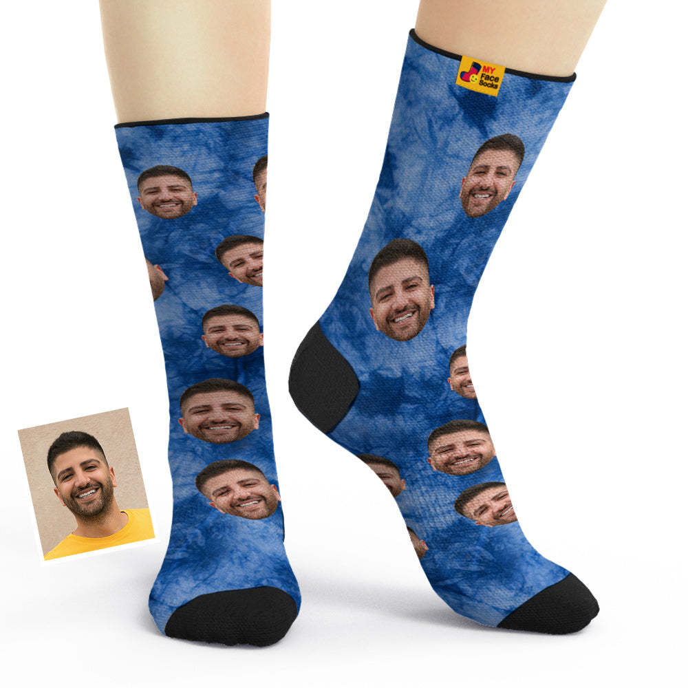 Custom Tie Dye Style Breathable Face Socks Personalised Soft Socks Gifts - MyFaceSocksAu