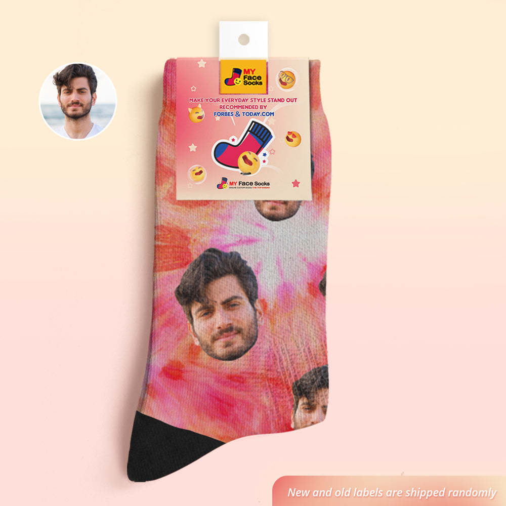 Custom Tie Dyed Style Breathable Face Socks Personalised Soft Socks Gifts - MyFaceSocksAu