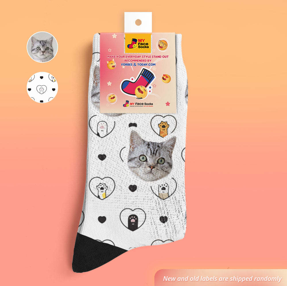 Custom Face Socks Add Pictures and Name Photo Cat Lovers And Cat Owner Gift Breathable Soft Socks - MyFaceSocksAu