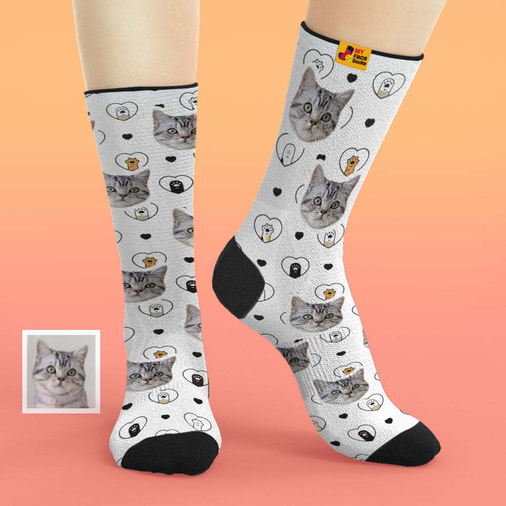 Custom Face Socks Add Pictures and Name Photo Cat Lovers And Cat Owner Gift Breathable Soft Socks - MyFaceSocksAu