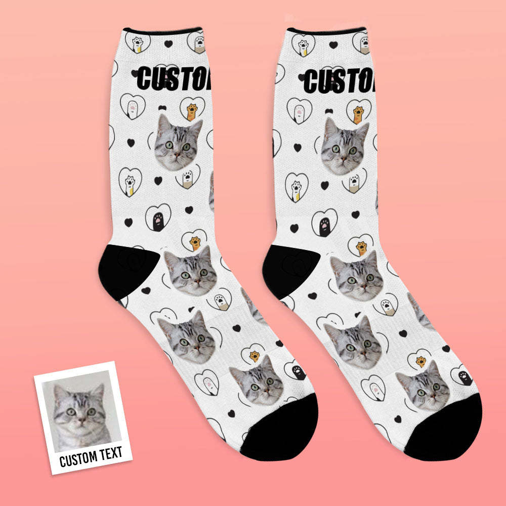 Custom Face Socks Add Pictures and Name Photo Cat Lovers And Cat Owner Gift Breathable Soft Socks - MyFaceSocksAu