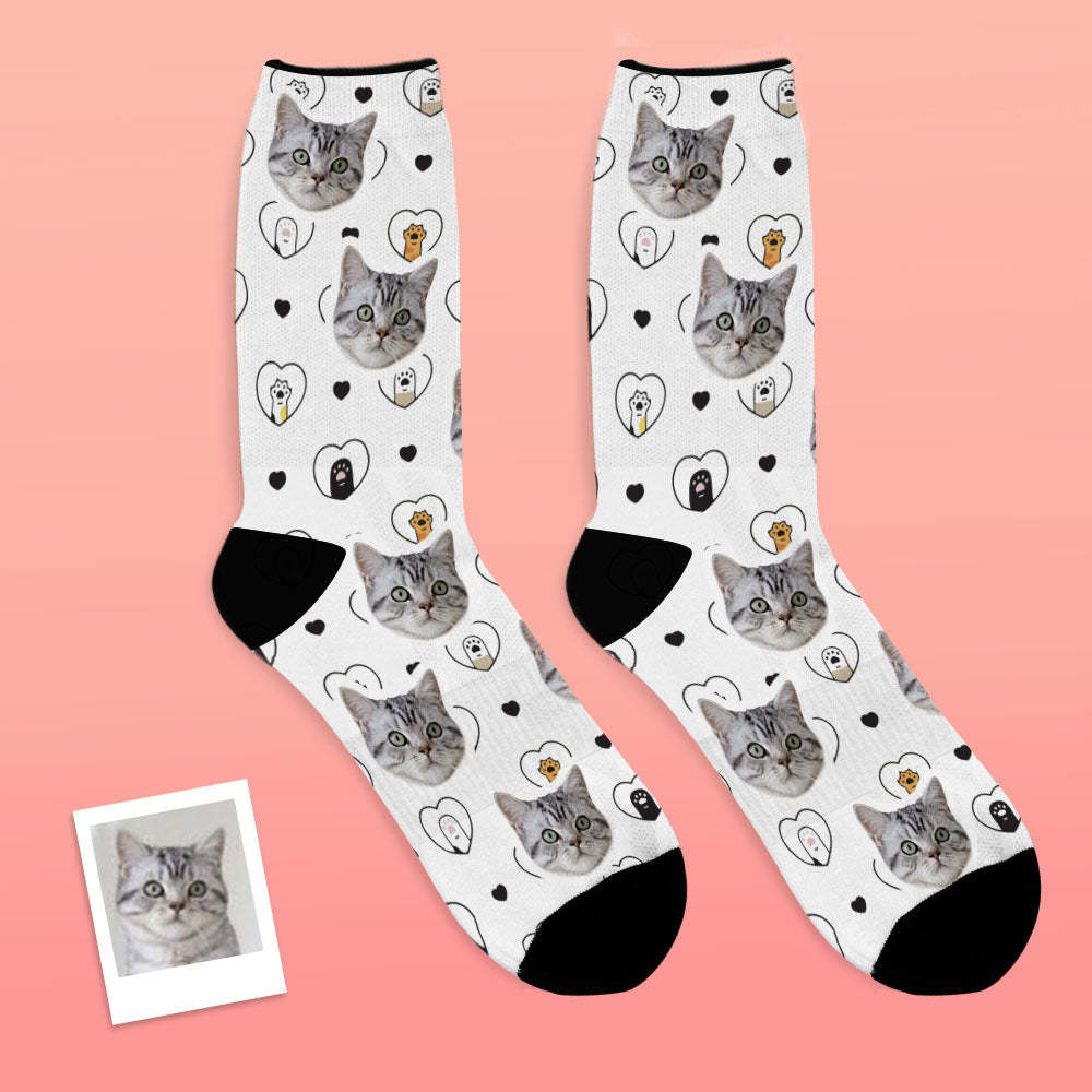 Custom Face Socks Add Pictures and Name Photo Cat Lovers And Cat Owner Gift Breathable Soft Socks - MyFaceSocksAu
