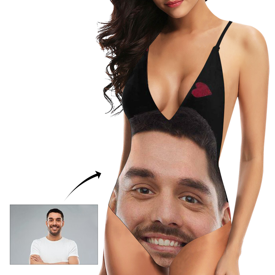 Custom Face Heart Women's One Piece Sexy Swimsuit - MyFaceSocksAu