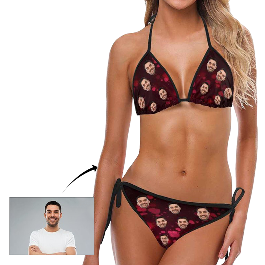 Custom Face Red Heart Sexy Bikini Suit - MyFaceSocksAu