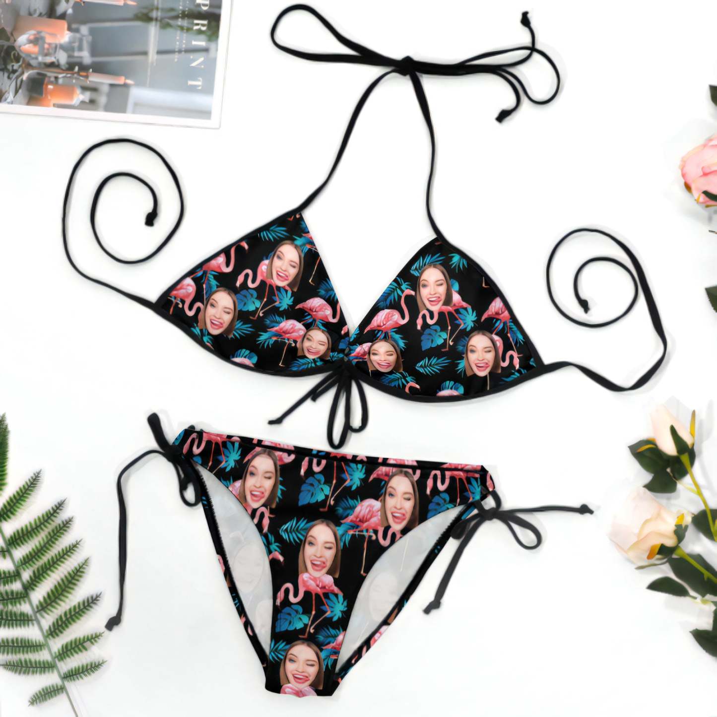 Custom Face Bikini Plus Size Swimwear Personalised Photo Swimsuit Gift For Women - MyFaceSocksAu