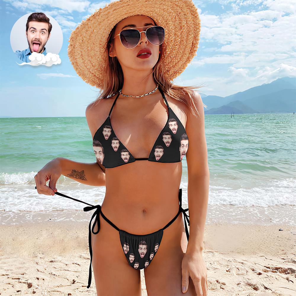 Custom Face Swimming Suit Sexy Strappy Bikini Boyfriend's Face - MyFaceSocksAu