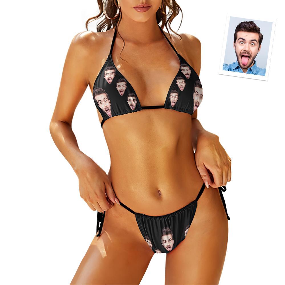 Custom Face Swimming Suit Sexy Strappy Bikini Boyfriend's Face - MyFaceSocksAu