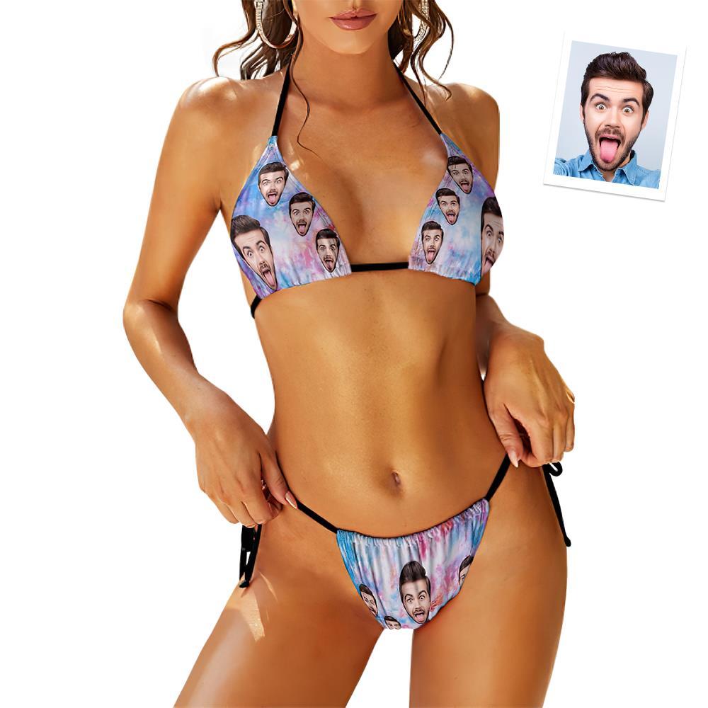 Custom Face Swimming Suit Sexy Strappy Bikini Tie Dye - MyFaceSocksAu