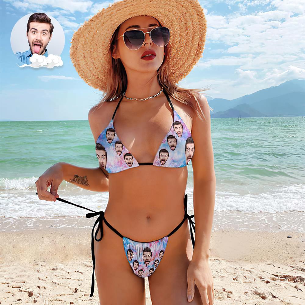 Custom Face Swimming Suit Sexy Strappy Bikini Tie Dye - MyFaceSocksAu