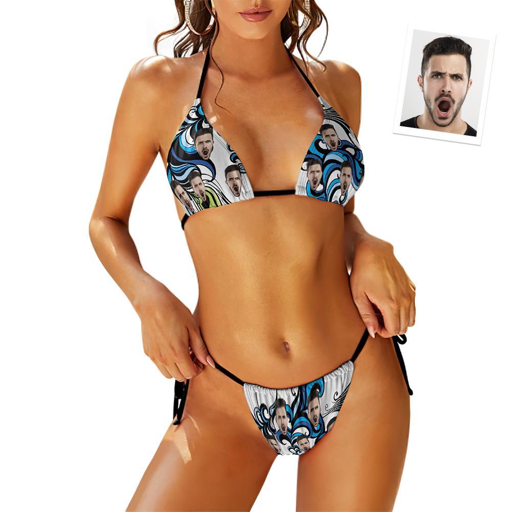 Custom Face Swimming Suit Sexy Strappy Bikini Waves - MyFaceSocksAu