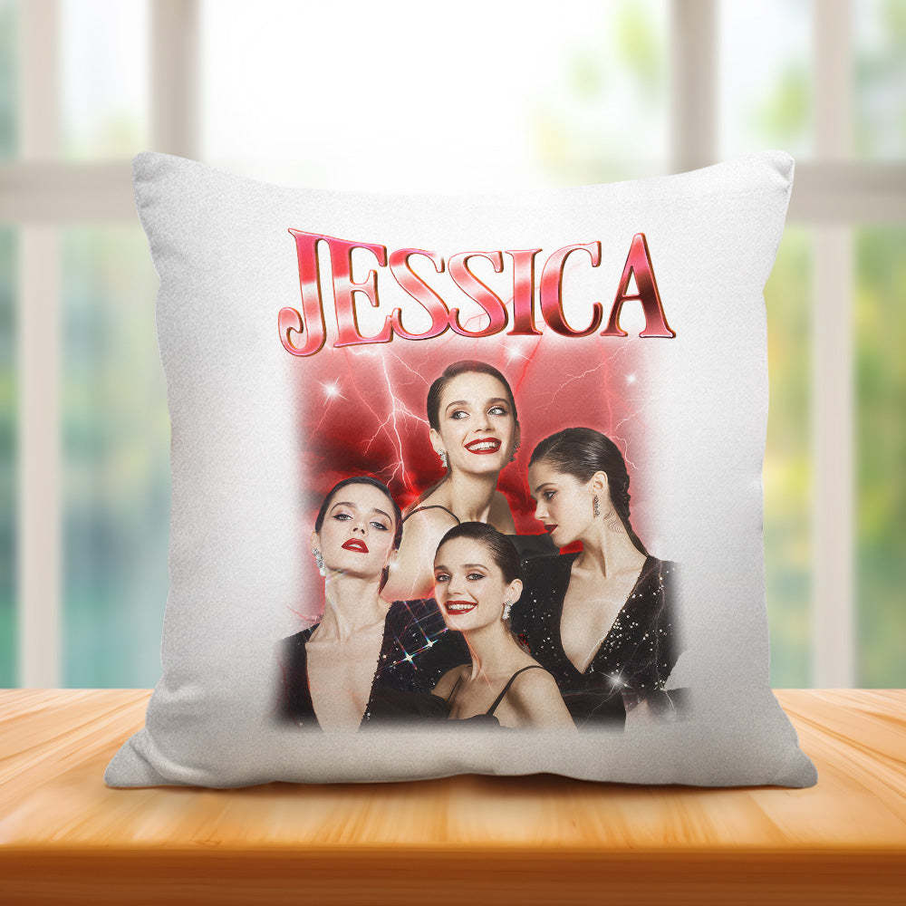 Custom Photo Vintage Tee Personalized Name Pillows Gifts for Lovers - MyFaceSocksAu