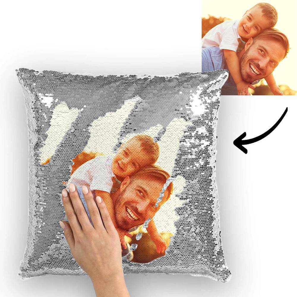 Custom Photo Magic Sequins Pillowcase Black Color Sequin Cushion Unique Gifts 15.75inch * 15.75inch - MyFaceSocksAu