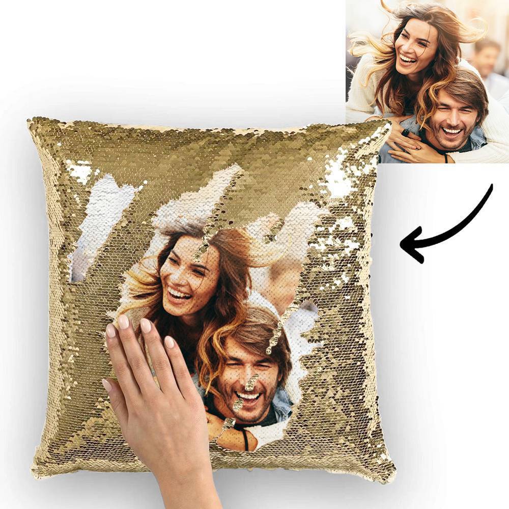 Custom Photo Magic Sequins Pillow Multicolor Sequin Cushion 15.75inch*15.75inch - MyFaceSocksAu