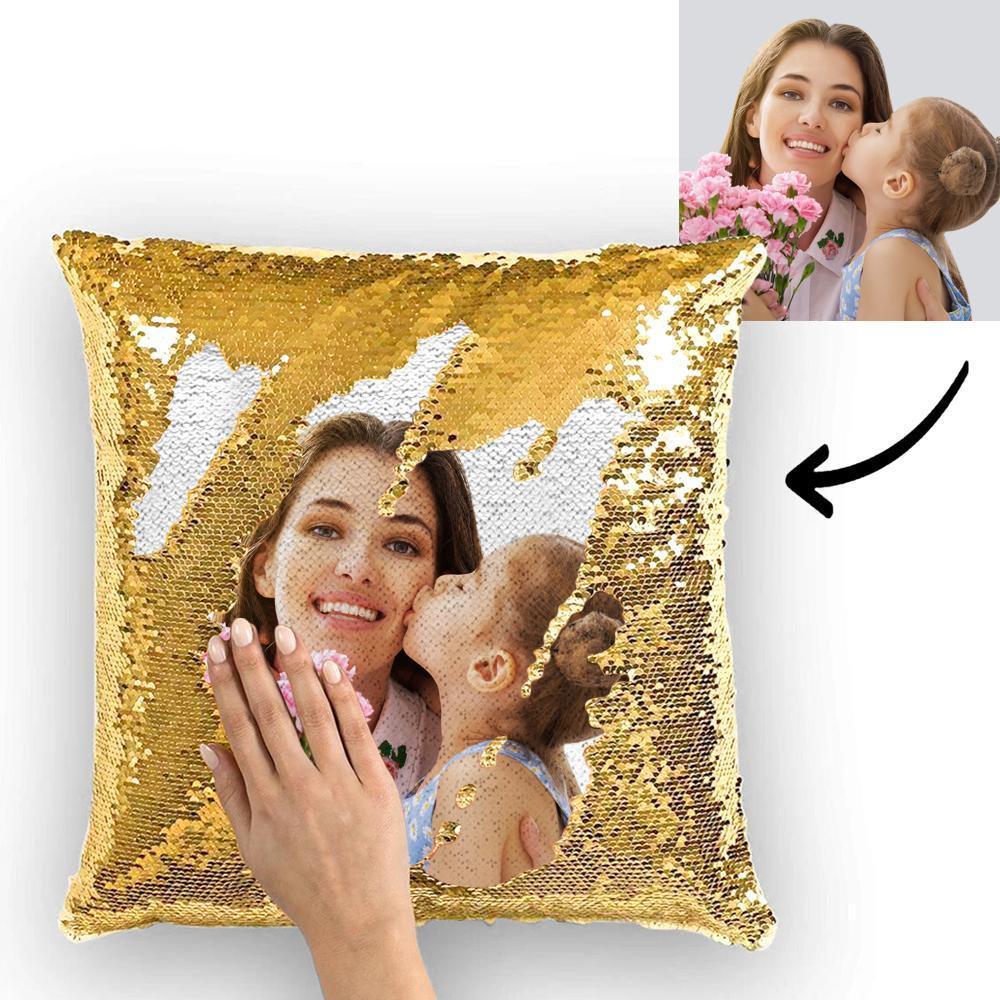Custom Funny Woman Photo Reversible Magic Sequin Cushion Pillow 15.75inch*15.75inch - MyFaceSocksAu