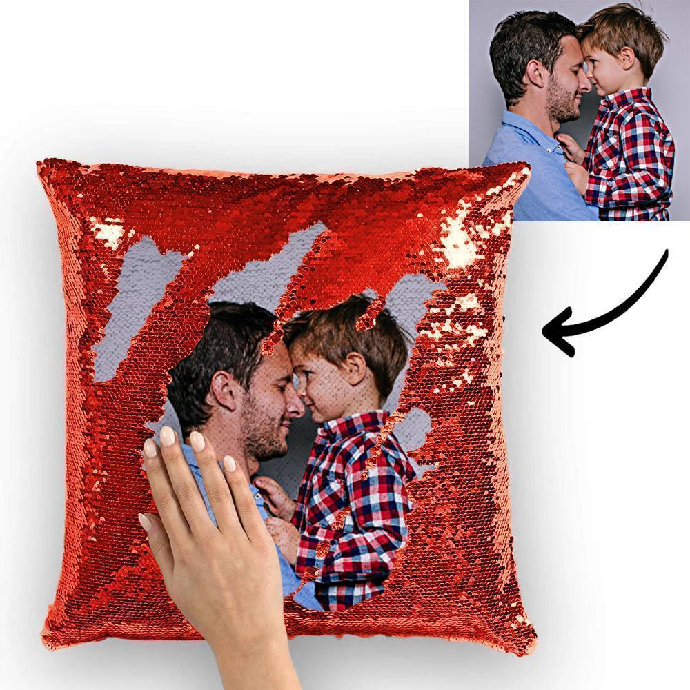 Custom Photo Magic Sequins Pillowcase Silver Color Sequin Cushion 15.75inch * 15.75inch - MyFaceSocksAu