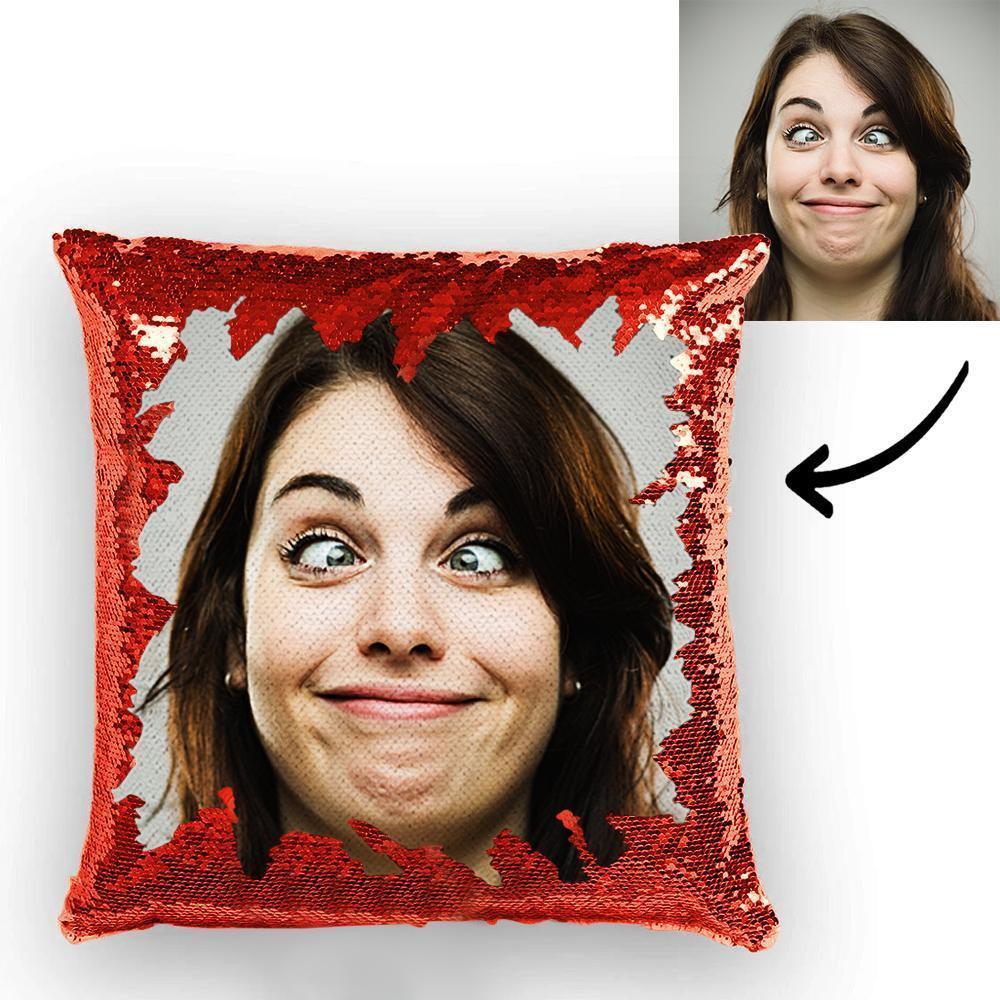 Custom Funny Woman Photo Reversible Magic Sequin Cushion Pillow 15.75inch*15.75inch - MyFaceSocksAu
