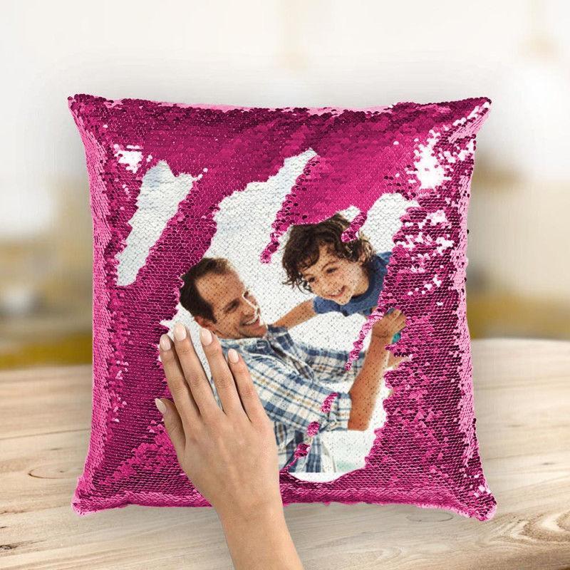 Custom Photo Magic Sequins Pillow Pink Color Sequin Cushion Home Decor 15.75inch * 15.75inch - MyFaceSocksAu