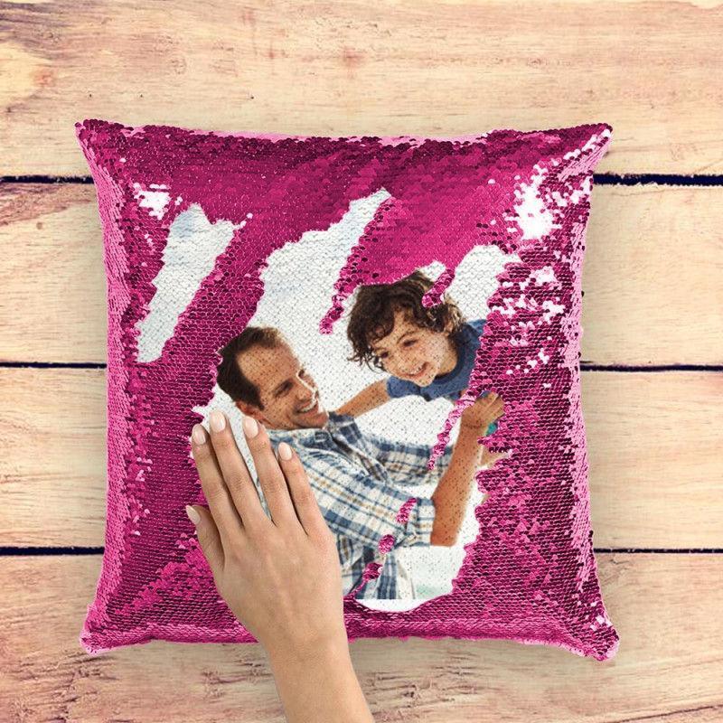 Custom Photo Magic Sequins Pillow Pink Color Sequin Cushion Home Decor 15.75inch * 15.75inch - MyFaceSocksAu