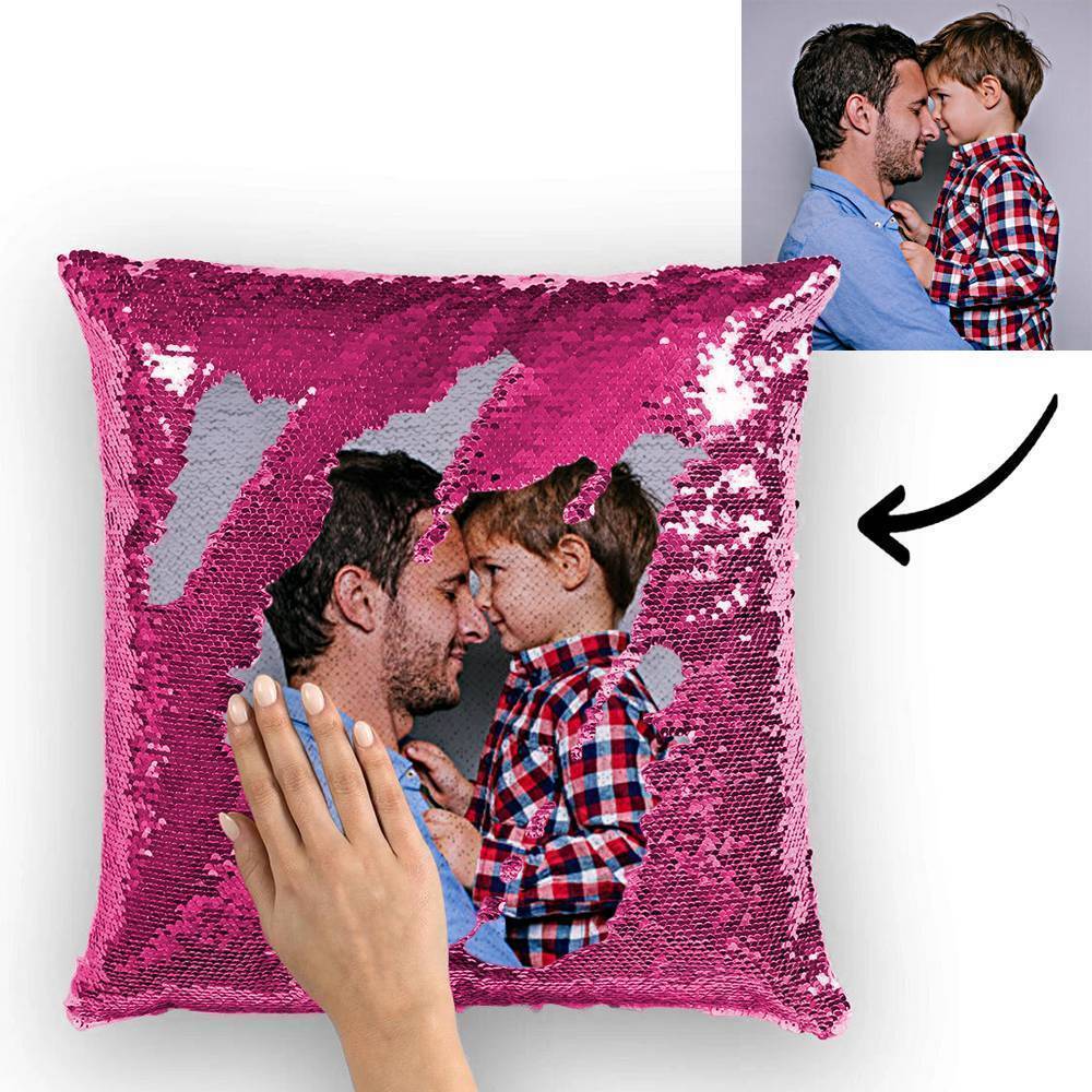 Custom Photo Magic Sequins Pillowcase Black Color Sequin Cushion Unique Gifts 15.75inch * 15.75inch - MyFaceSocksAu